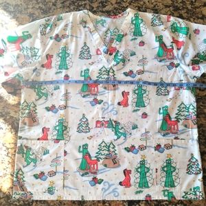 Christmas Gumby scrub top fits like 3X